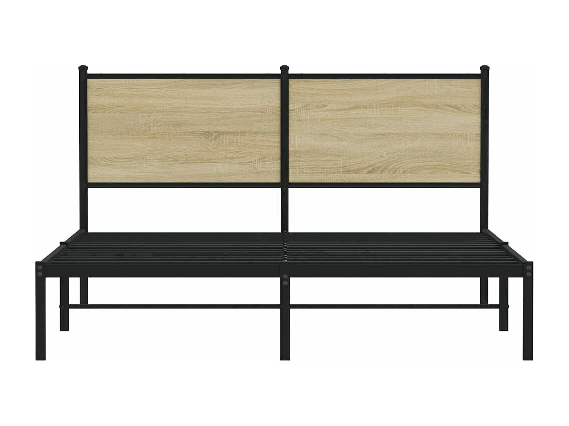 Lit adulte en métal avec tête de lit chêne sonoma 137x190 cm FR440293