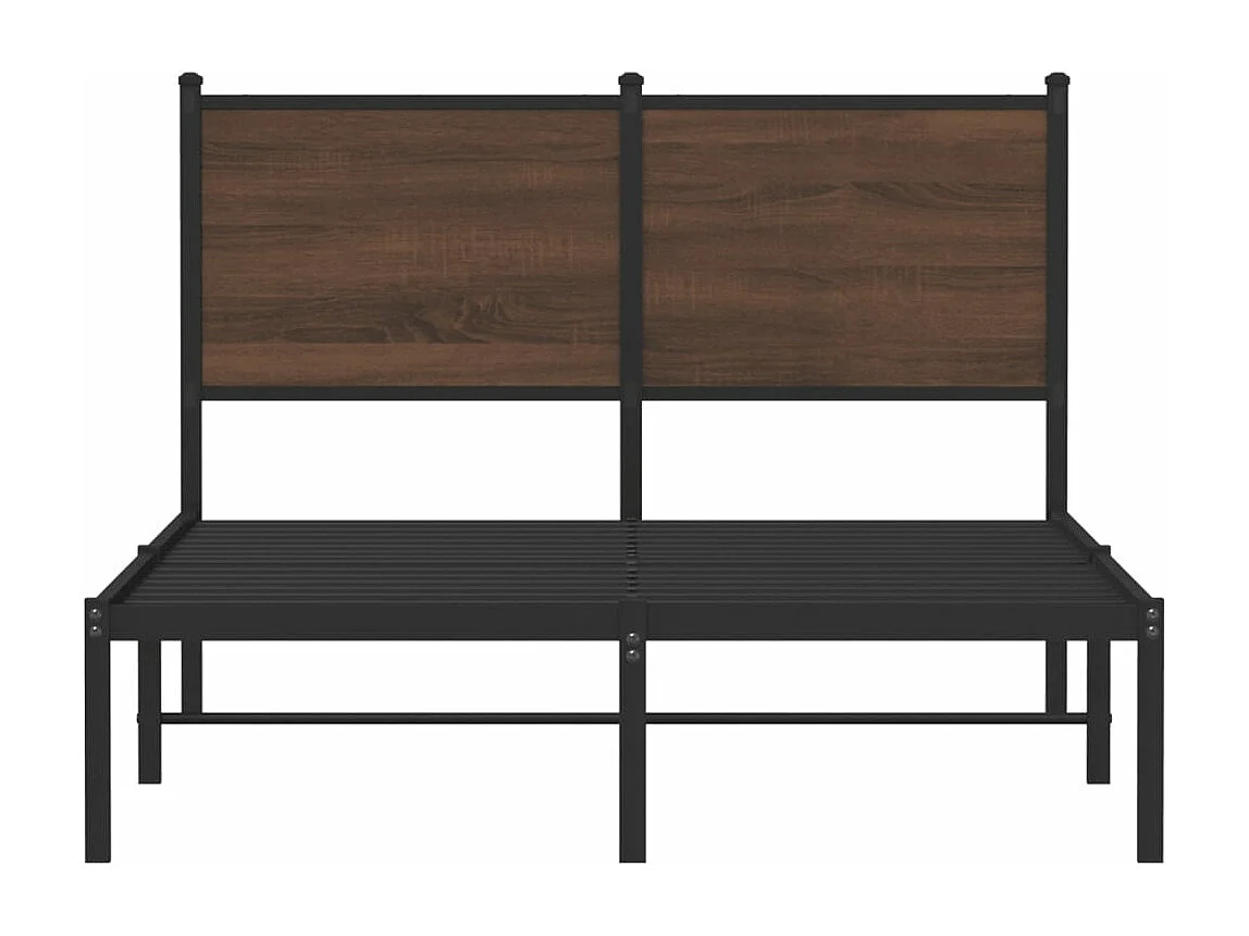 Lit adulte en métal avec tête de lit chêne marron 120x190 cm FR918566