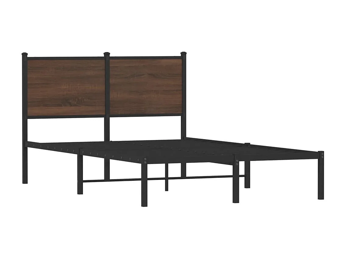 Lit adulte en métal avec tête de lit chêne marron 120x190 cm FR918566