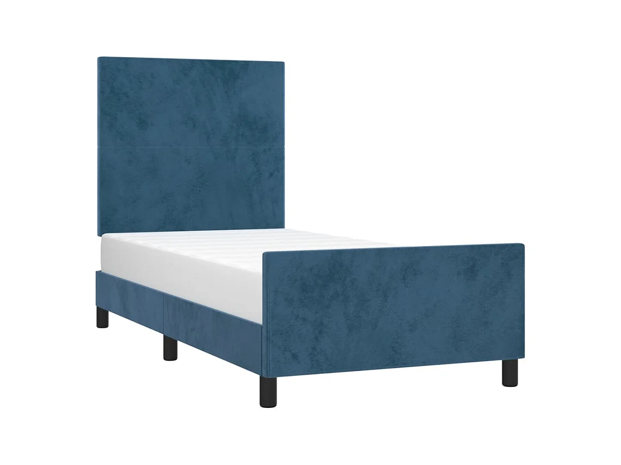 Lit adulte avec tête de lit Bleu foncé 90x190 cm Velours FR643329