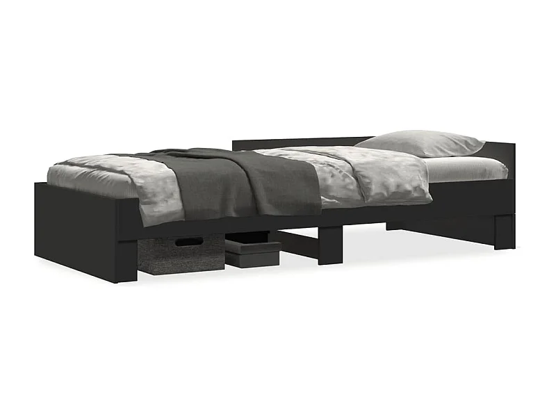 Cama para adulto - madera de ingeniería negra 75x190 cm ES118533