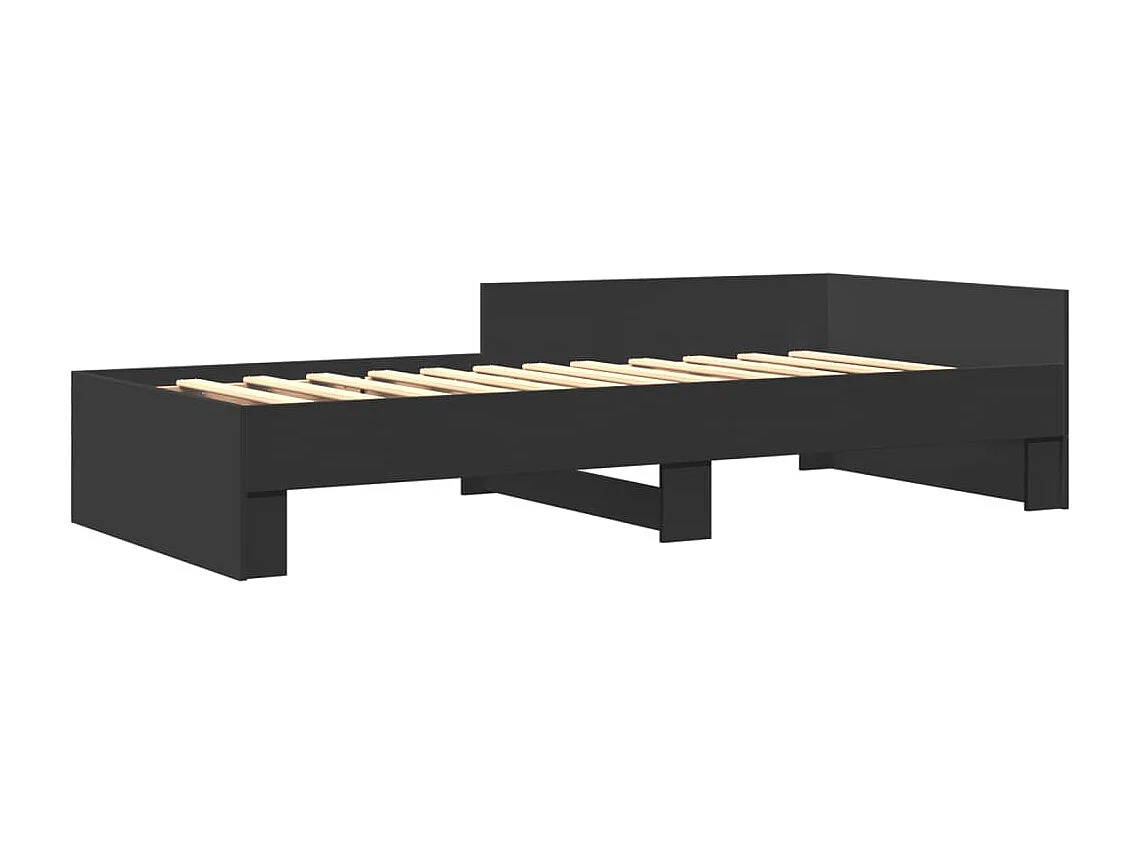 Lit adulte noir 75x190 cm bois d'ingénierie FR86737