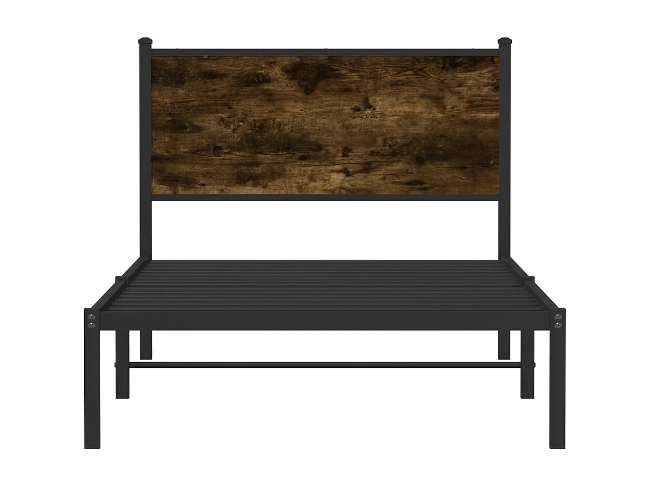 Lit adulte en métal avec tête de lit chêne fumé 100x200 cm FR471092