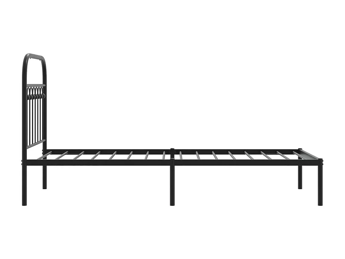 Bedframe met hoofdbord metaal zwart 75x190 cm BE924450