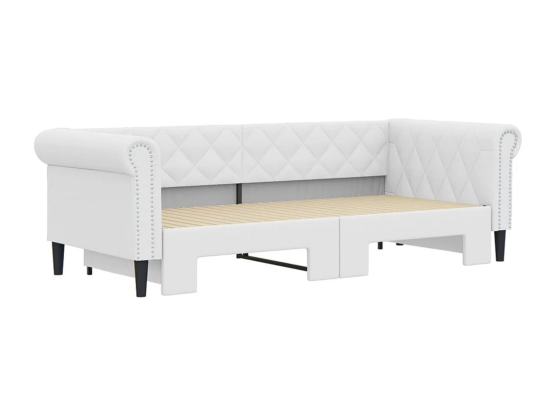 Lit gigogne - 90x200 cm blanc similicuir FR52933