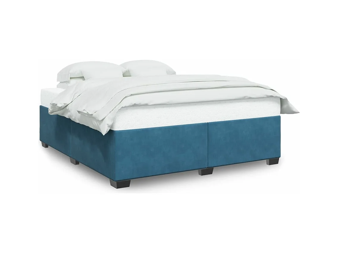 Lit adulte bleu 180x200 cm velours FR71840