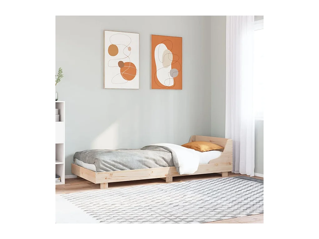 Lit adulte et tête de lit 100x200 cm bois de pin massif FR263591