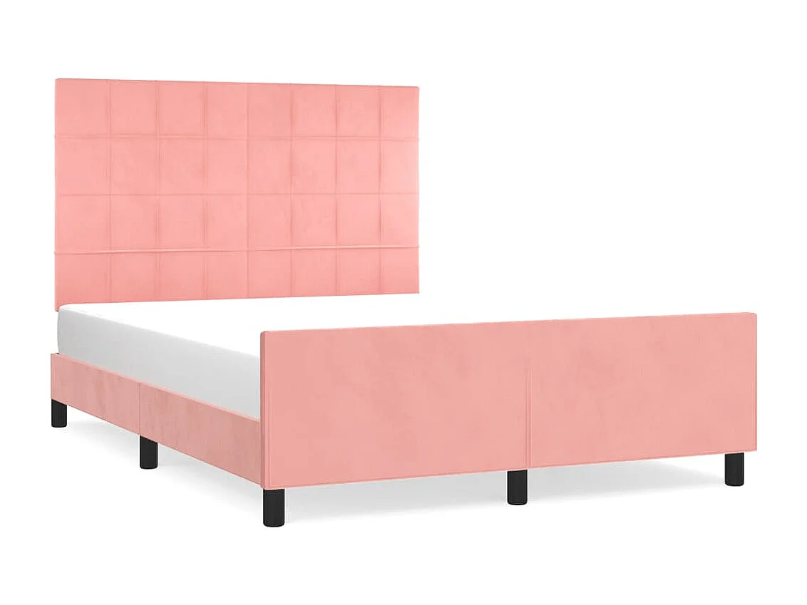 Lit adulte avec tête de lit Rose 140x190 cm Velours FR688002