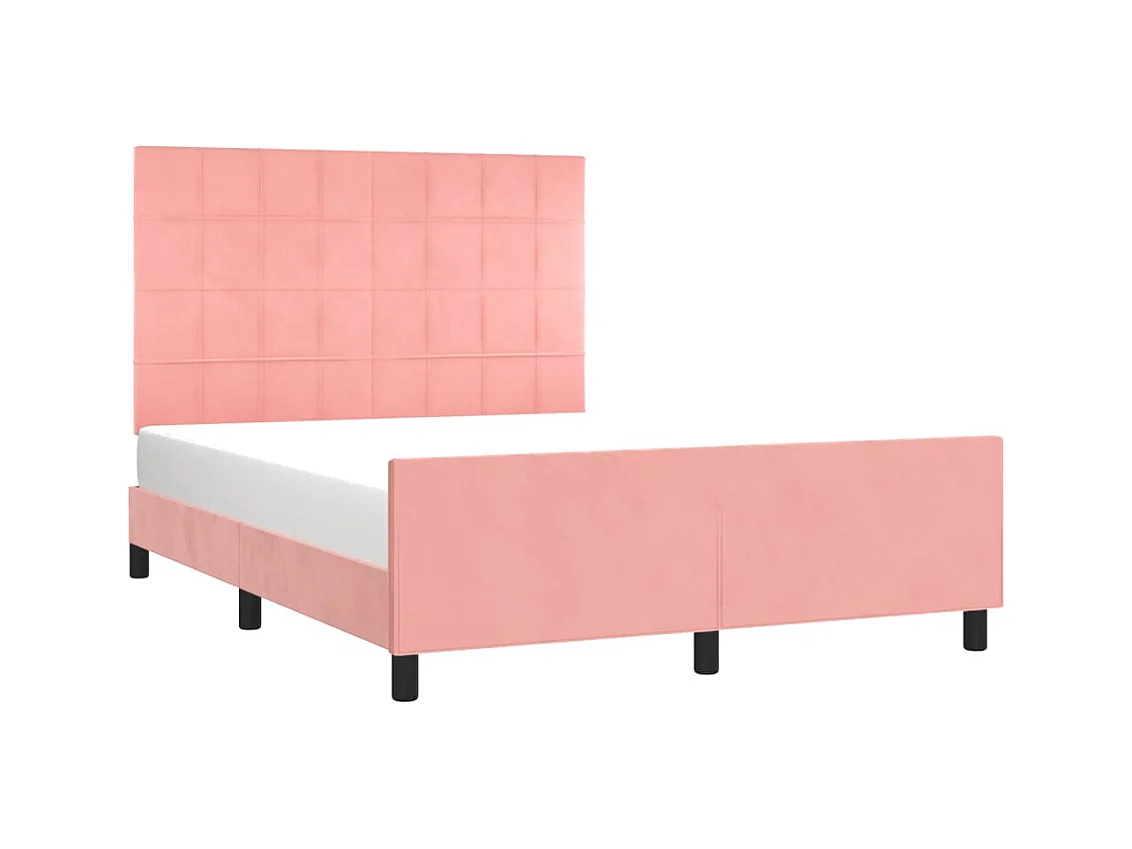 Lit adulte avec tête de lit Rose 140x190 cm Velours FR688002