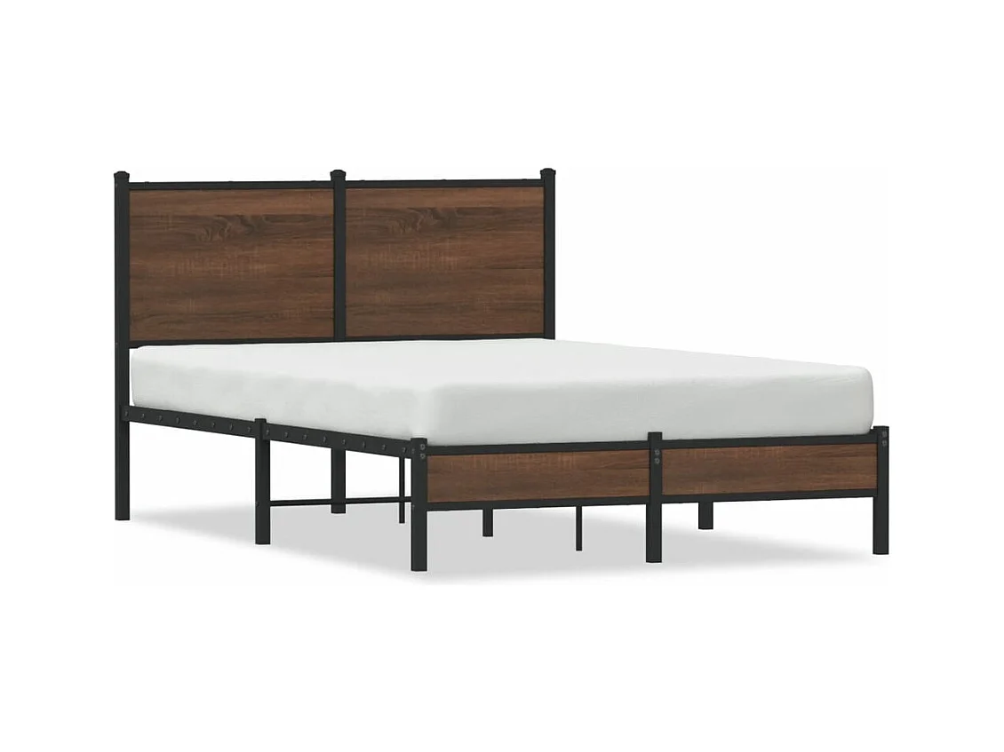 Lit adulte en métal avec tête de lit chêne marron 120x200 cm FR215942