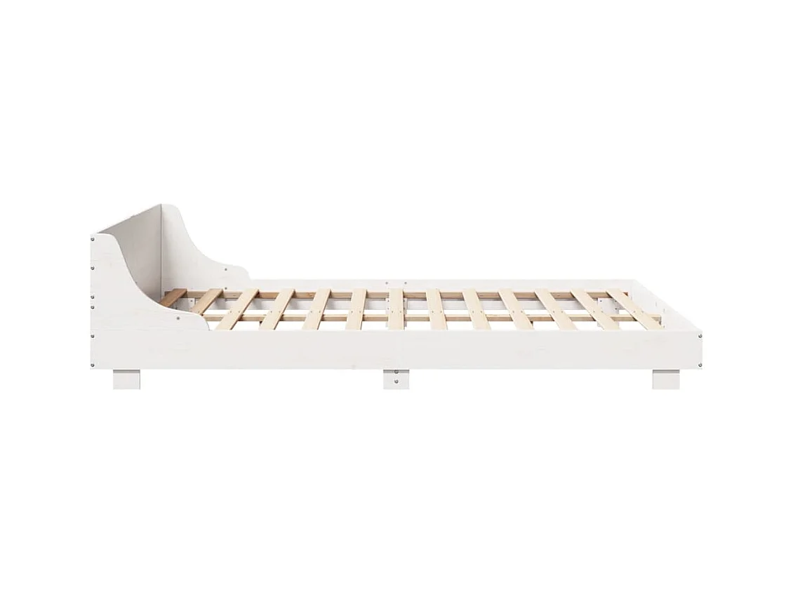 Lit adulte avec tête de lit blanc 160x200 cm bois pin massif FR415337
