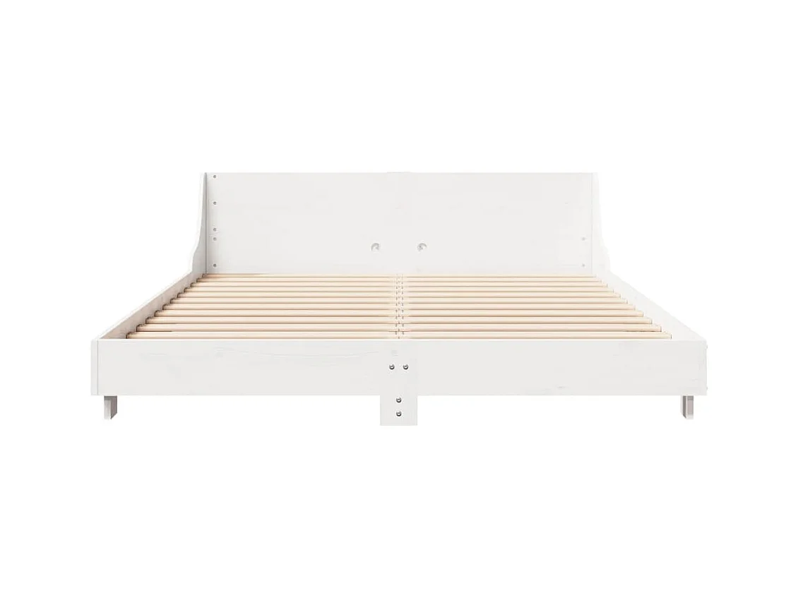Lit adulte avec tête de lit blanc 160x200 cm bois pin massif FR415337