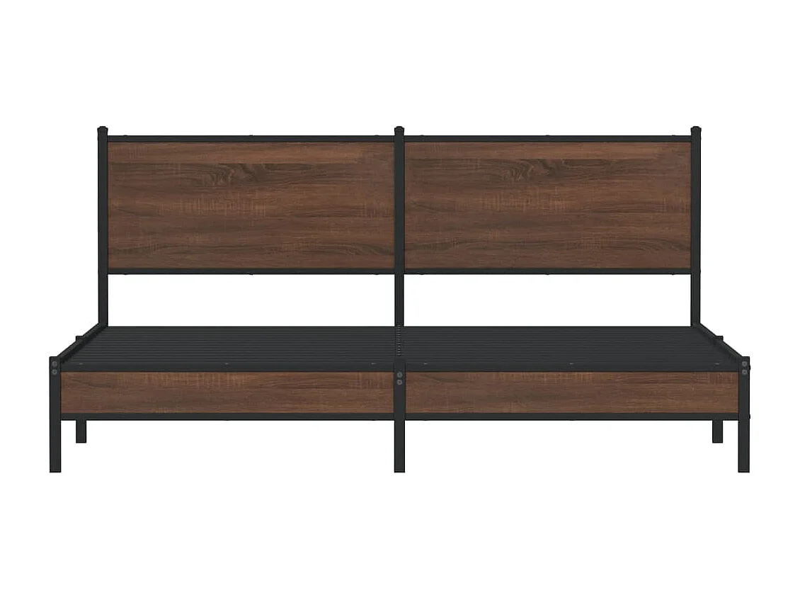 Lit adulte en métal avec tête de lit chêne marron 160x200 cm FR701125