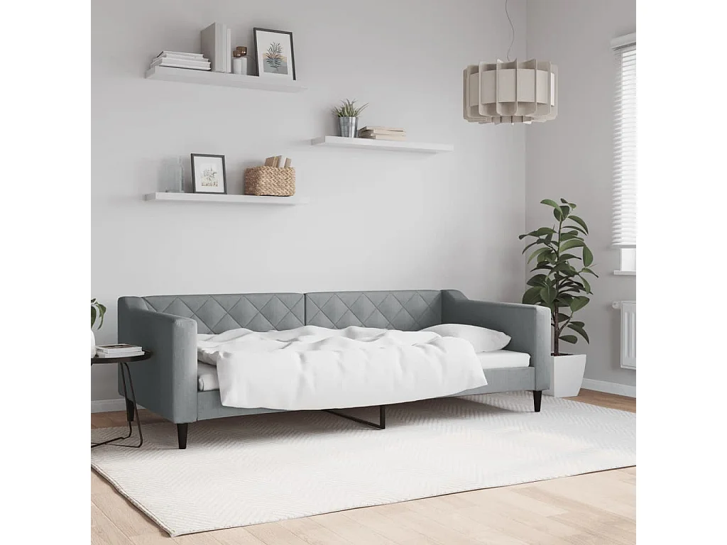 Lit de repos gris clair 90x200 cm Tissu FR96466