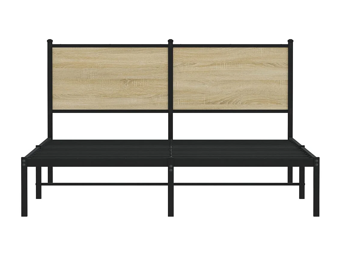 Lit adulte en métal avec tête de lit chêne sonoma 150x200 cm FR127246