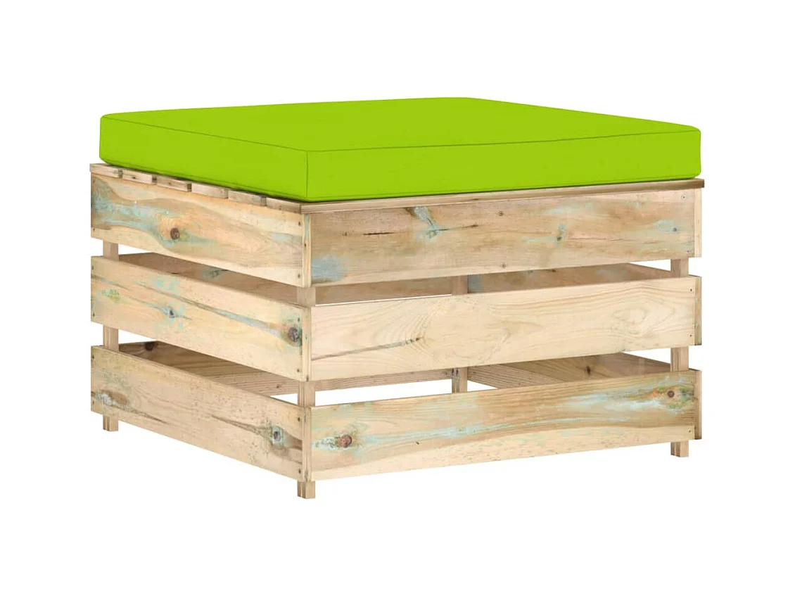 Hocker sectioneel met kussen groen geïmpregneerd hout BE218039
