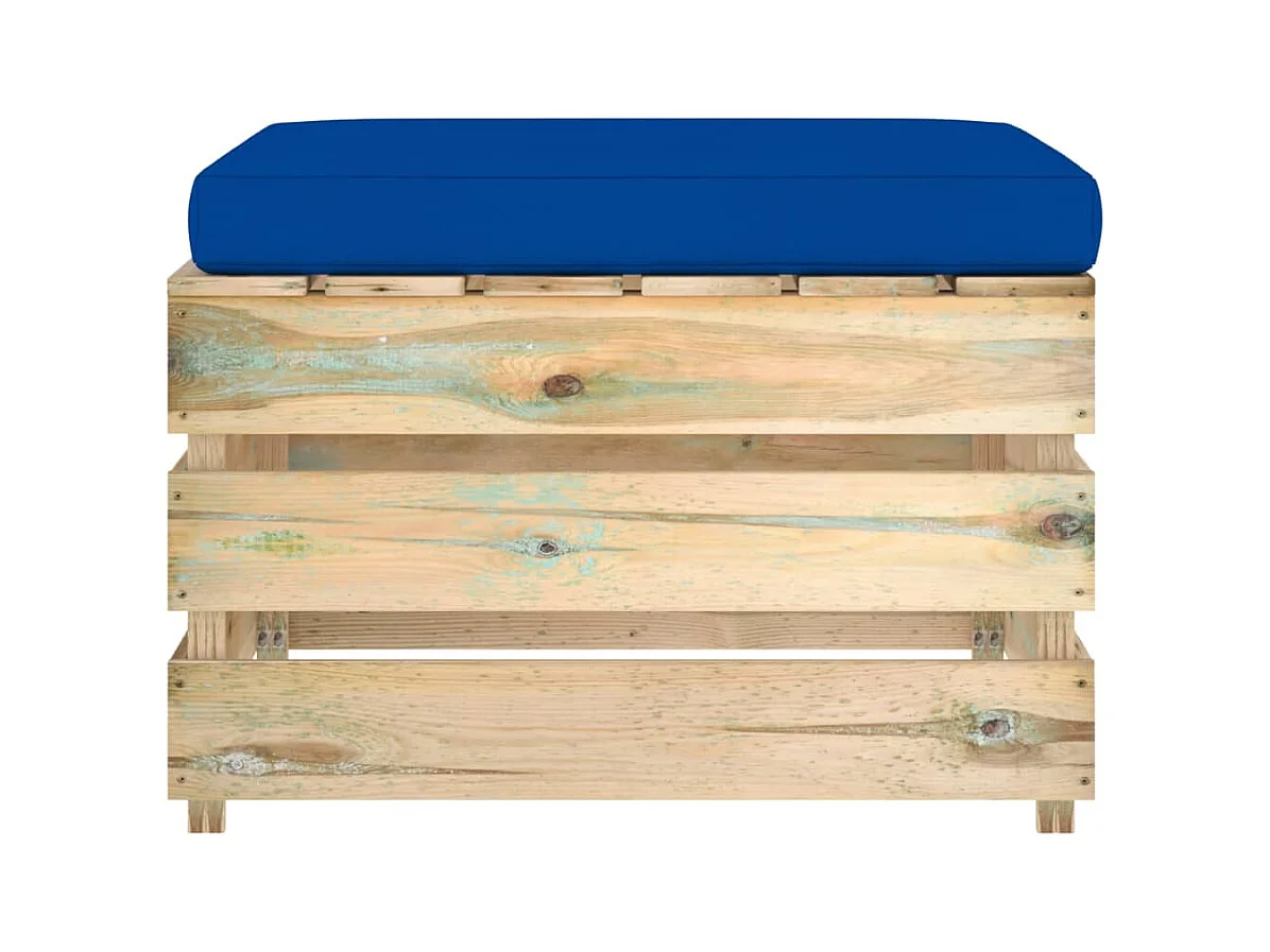 Hocker sectioneel met kussen groen geïmpregneerd hout BE534635