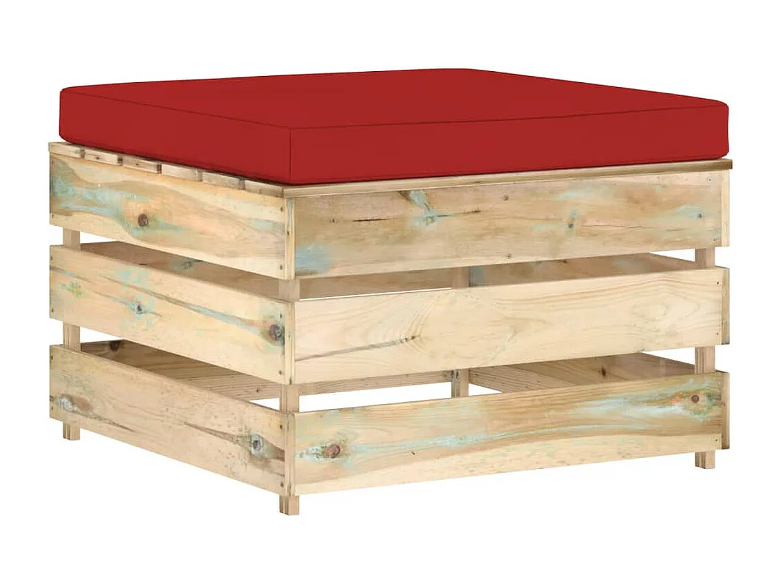 Hocker sectioneel met kussen groen geïmpregneerd hout BE184839