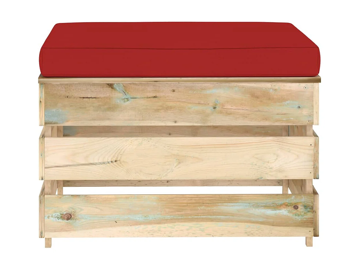 Hocker sectioneel met kussen groen geïmpregneerd hout BE184839