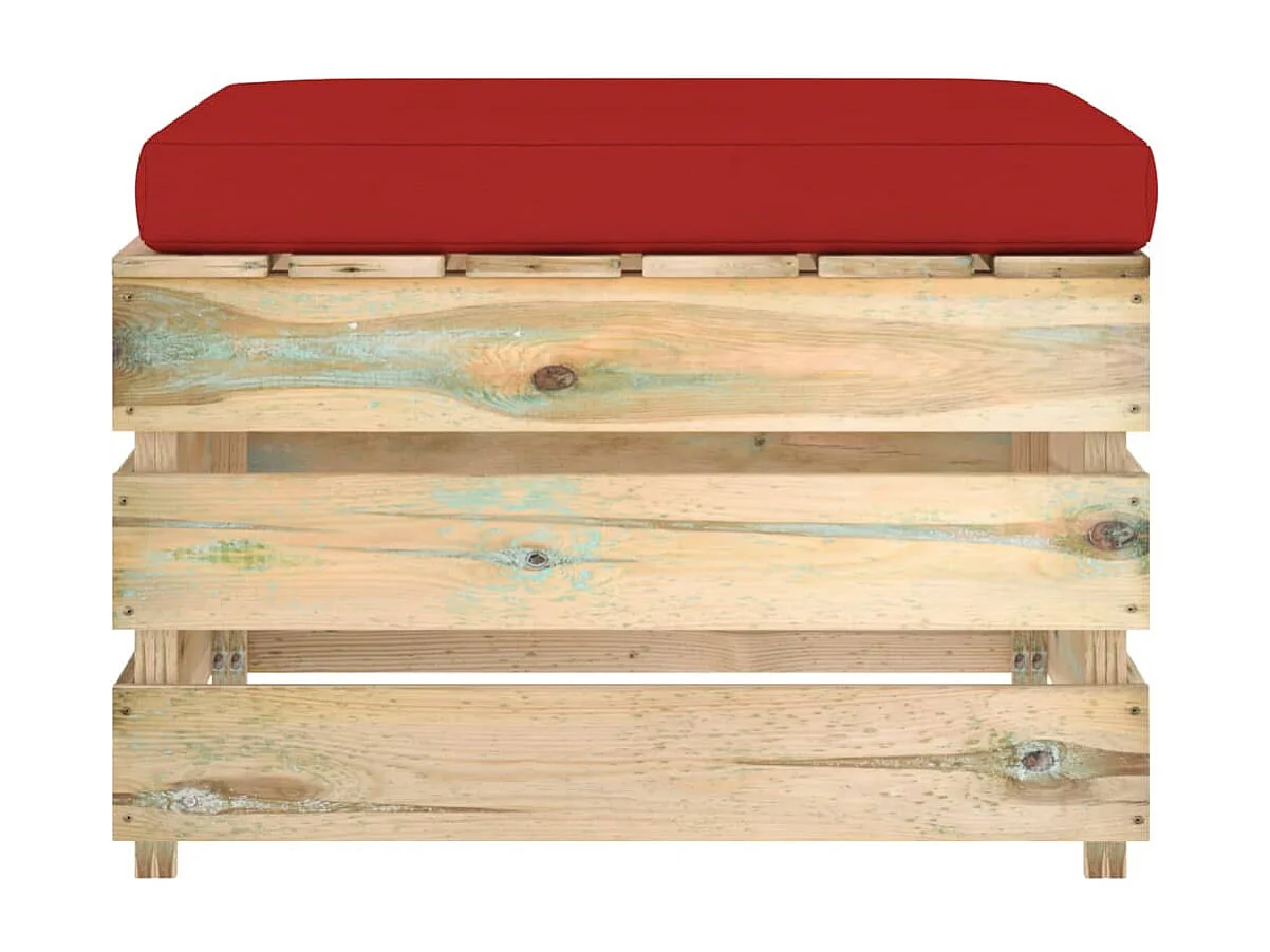 Hocker sectioneel met kussen groen geïmpregneerd hout BE184839