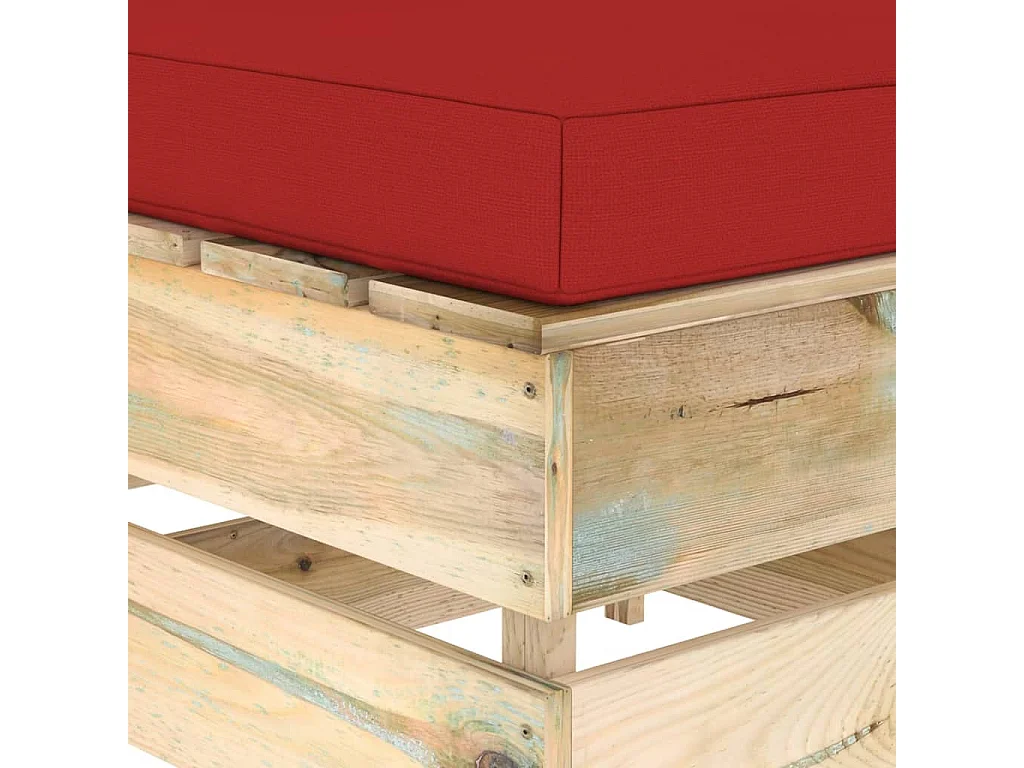 Hocker sectioneel met kussen groen geïmpregneerd hout BE184839