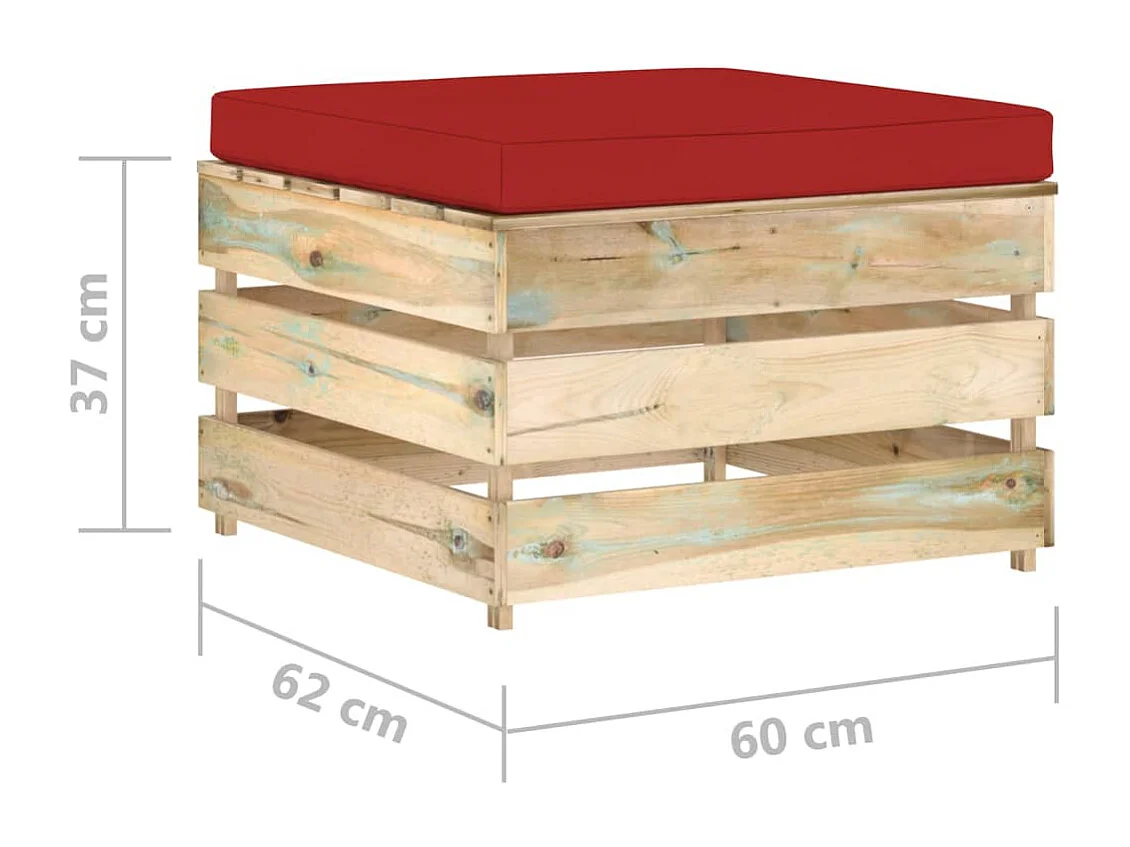 Hocker sectioneel met kussen groen geïmpregneerd hout BE184839