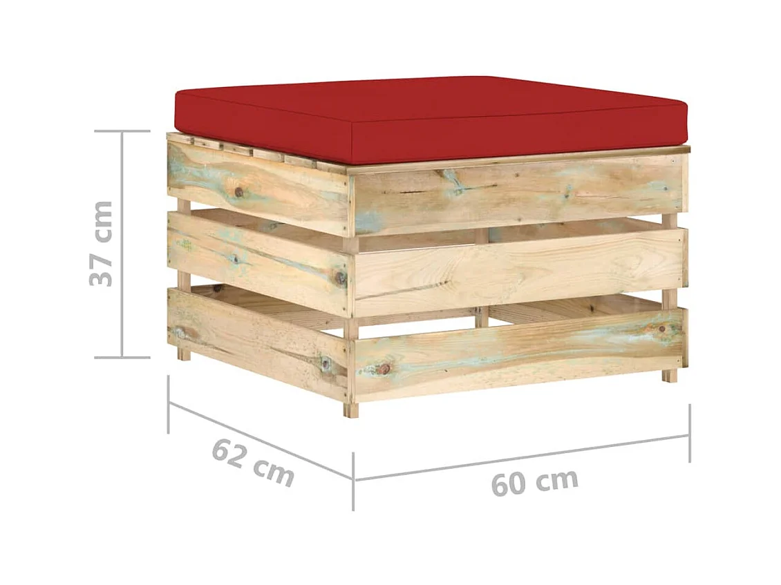 Otomano seccional com almofadão madeira impregnada verde PT911507
