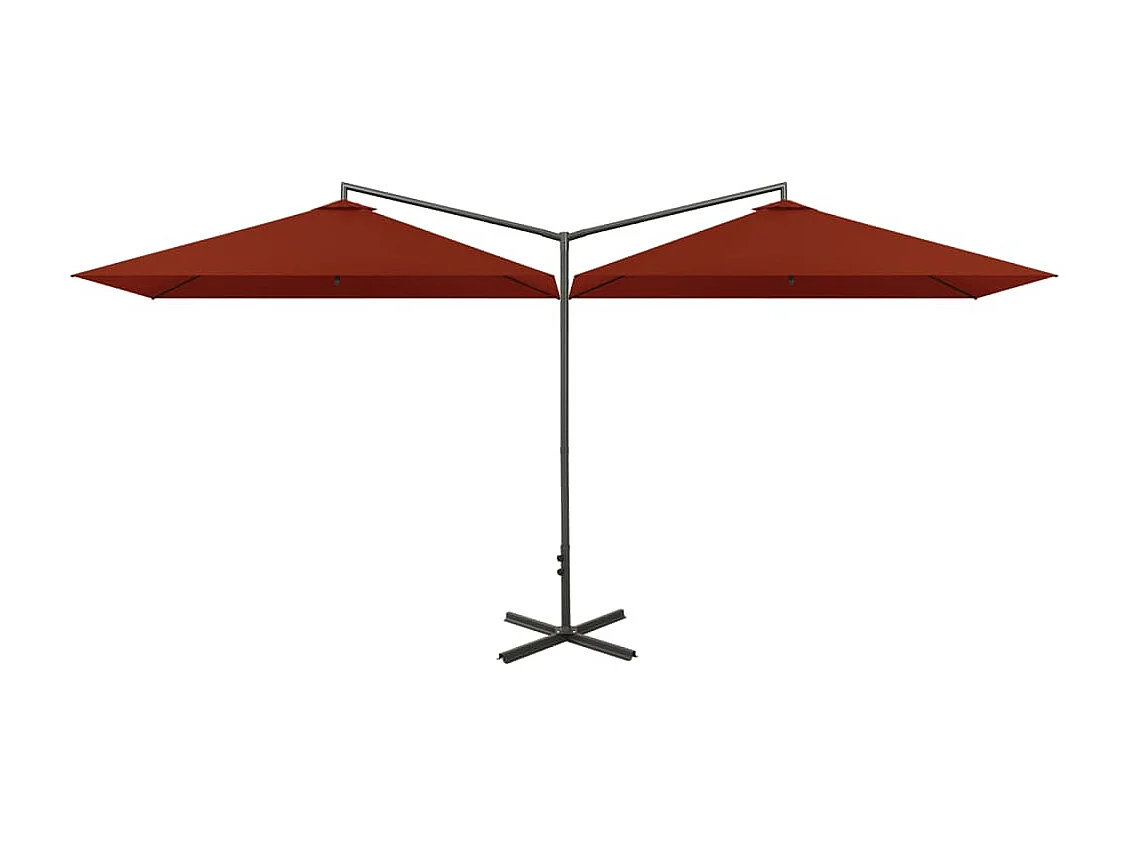 Parasol double avec mât en acier Terre cuite 600x300 cm FR50976