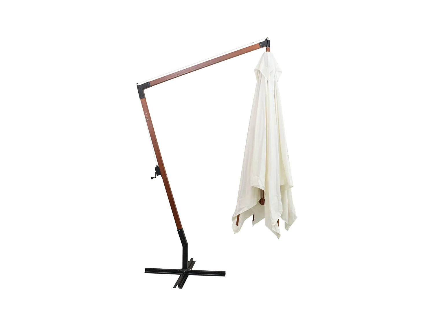 Parasol 300 x 300 cm Poteau en bois Blanc FR61832