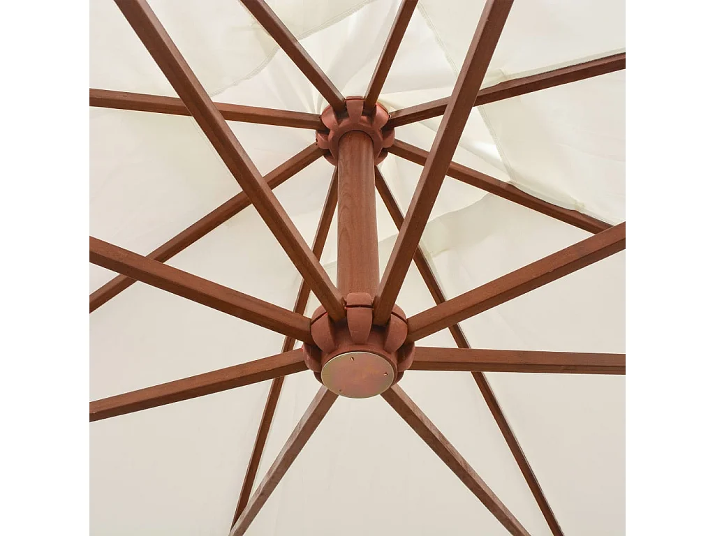 Parasol 300 x 300 cm Poteau en bois Blanc FR61832