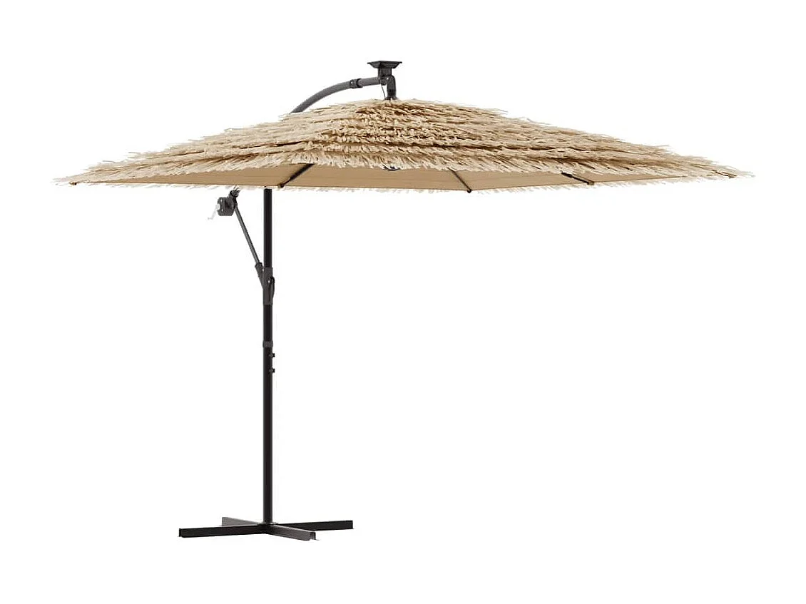 Guarda-sol de jardim com poste de aço 290x290x238 cm castanho PT858446