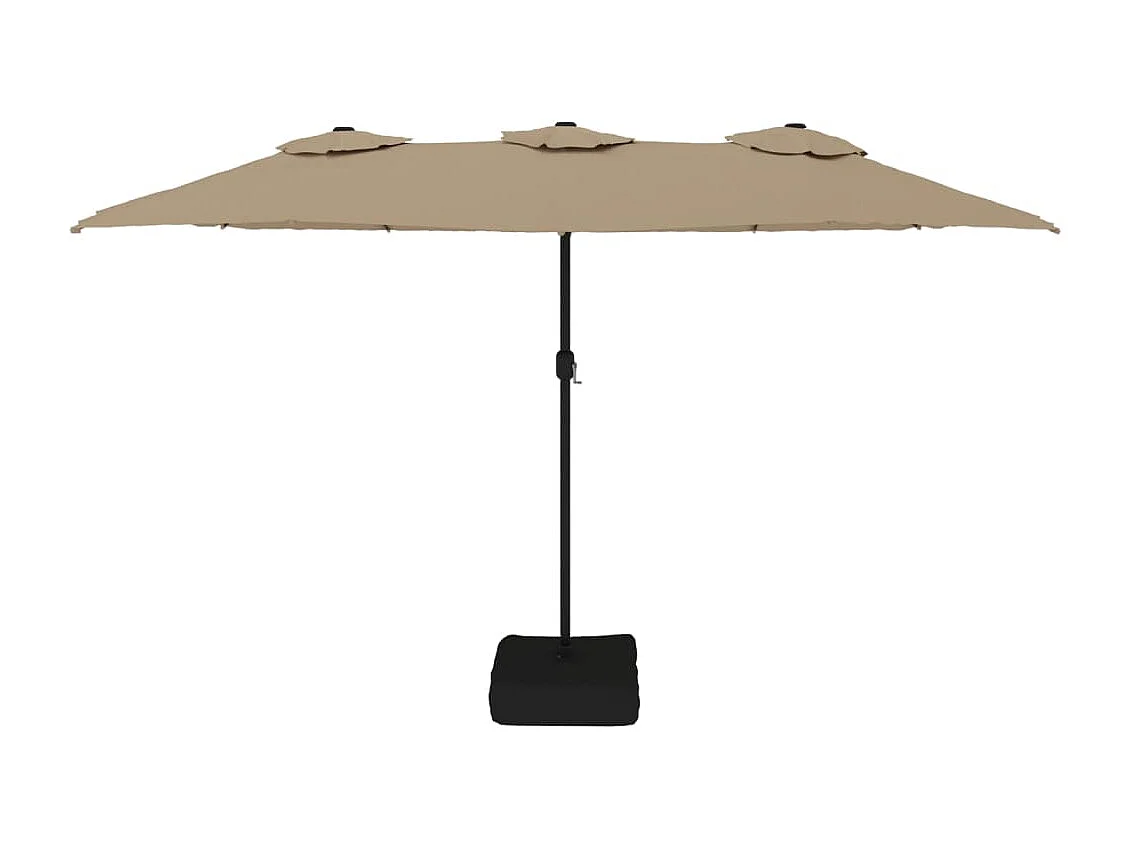 Guarda-sol de jardim cabeça dupla/LED 449x245cm cinza-acastanho PT275401