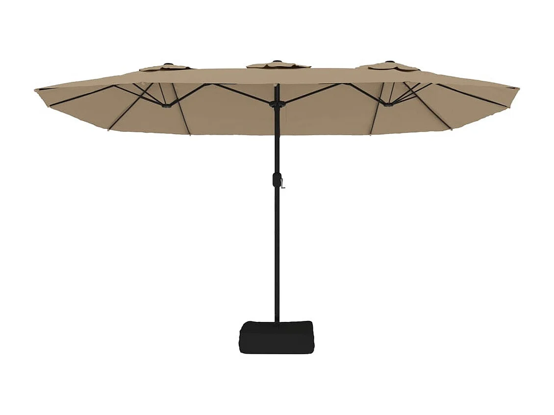 Guarda-sol de jardim cabeça dupla/LED 449x245cm cinza-acastanho PT275401