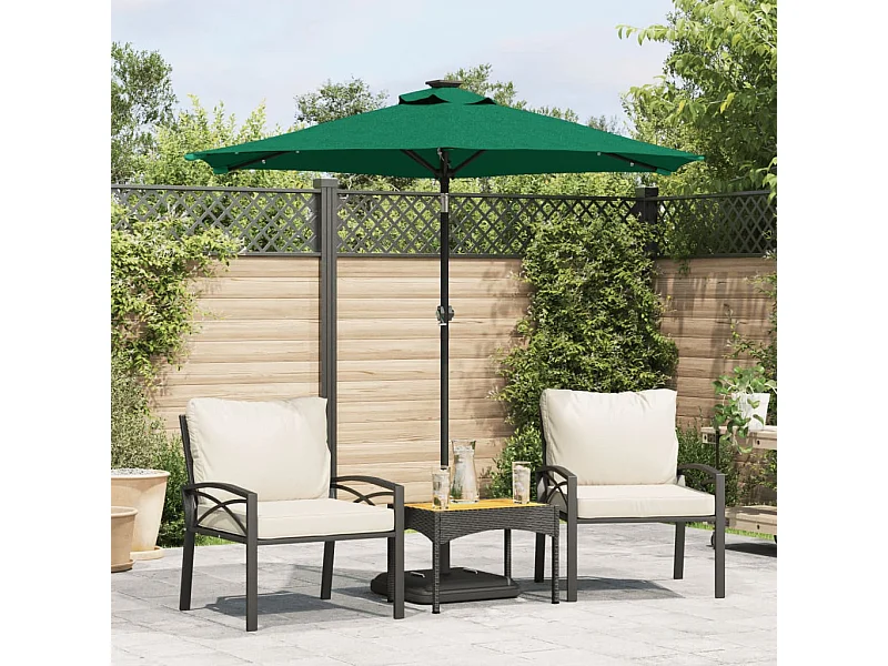 Parasol de jardin avec mât en acier vert 225x225x212 cm FR35885