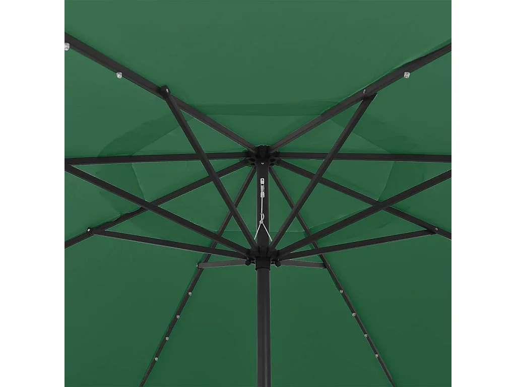 Parasol d'extérieur avec LED et mât en métal 400 cm Vert FR37363
