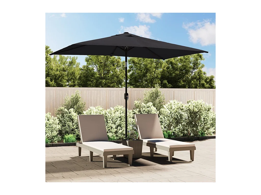 Parasol avec mât en métal 300 x 200 cm Noir FR31164