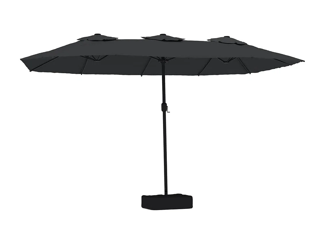 Parasol à double tête avec LED noir 449x245 cm FR658814