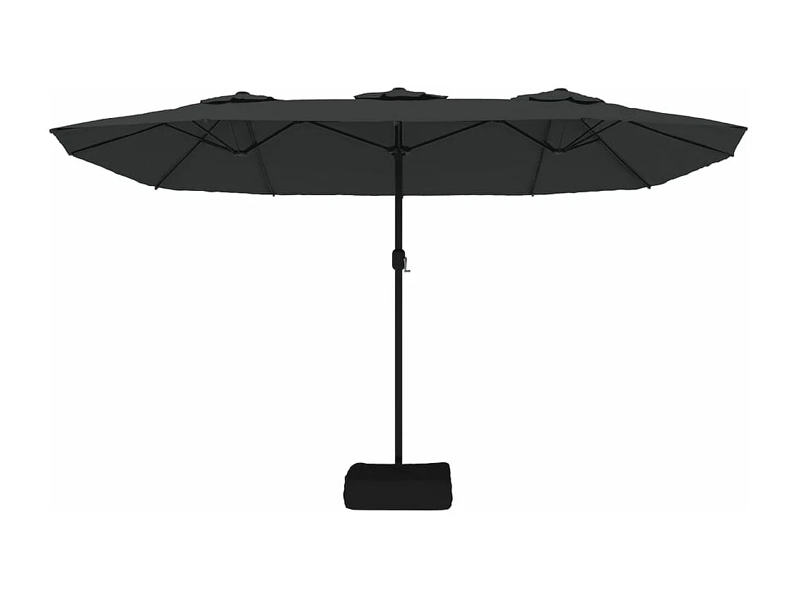 Parasol à double tête avec LED noir 449x245 cm FR658814