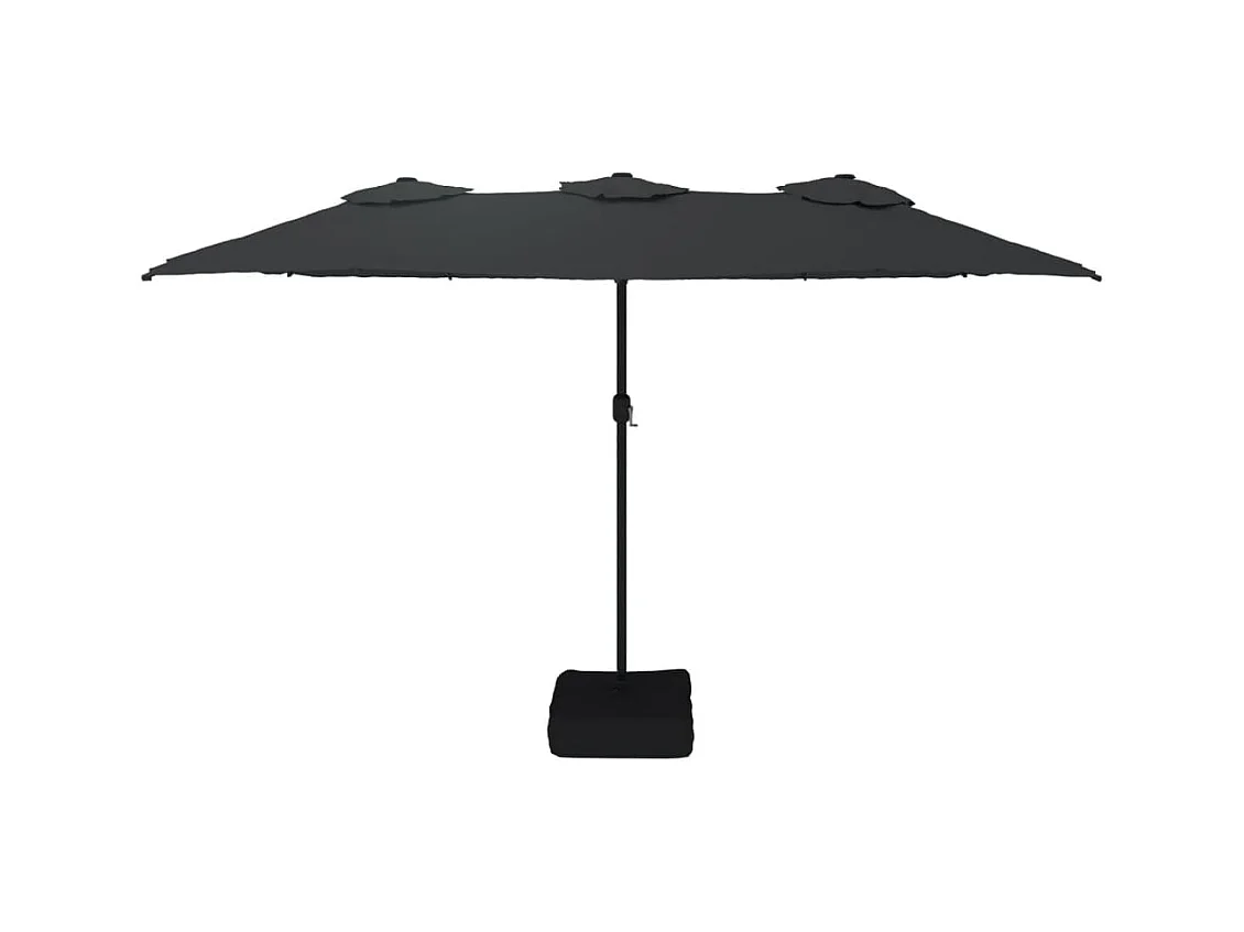 Parasol à double tête avec LED noir 449x245 cm FR658814