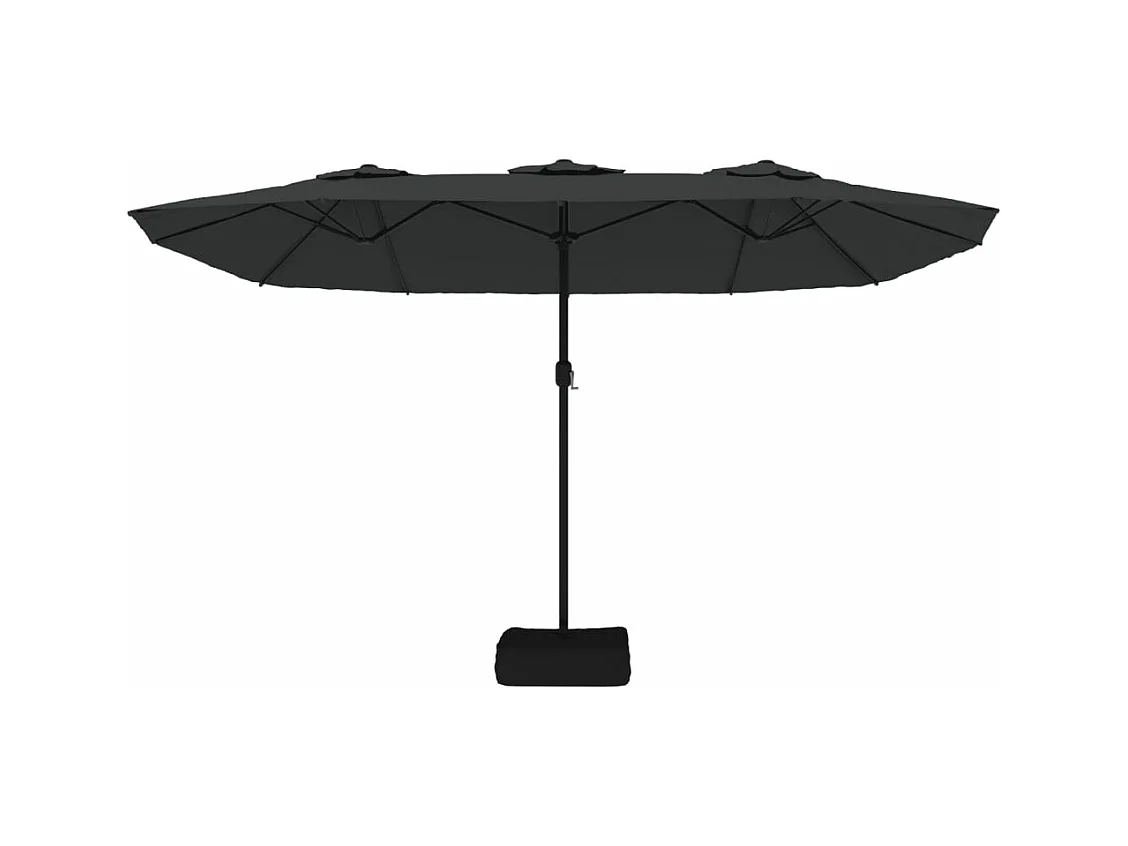 Parasol à double tête avec LED noir 449x245 cm FR658814