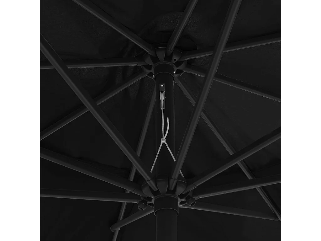 Parasol d'extérieur avec mât en métal 390 cm noir FR97171