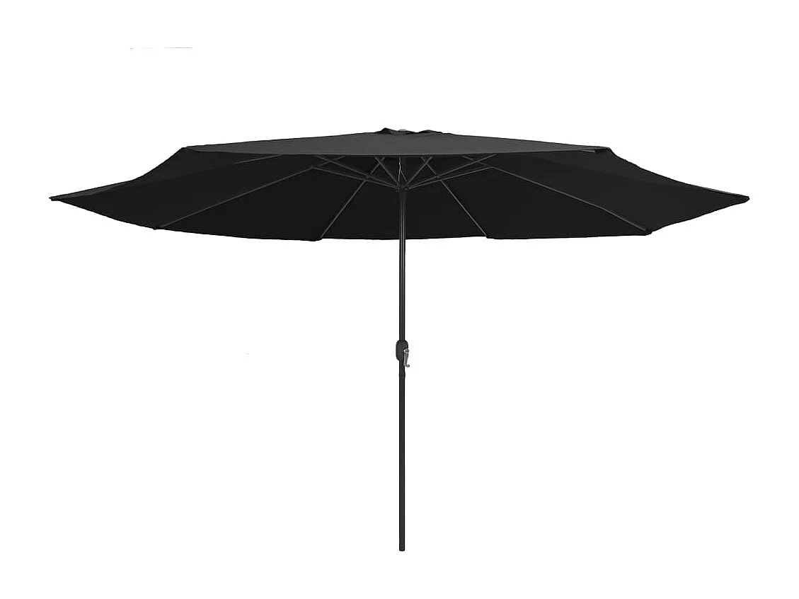Guarda-sol de jardim com poste de metal 390 cm preto PT632034