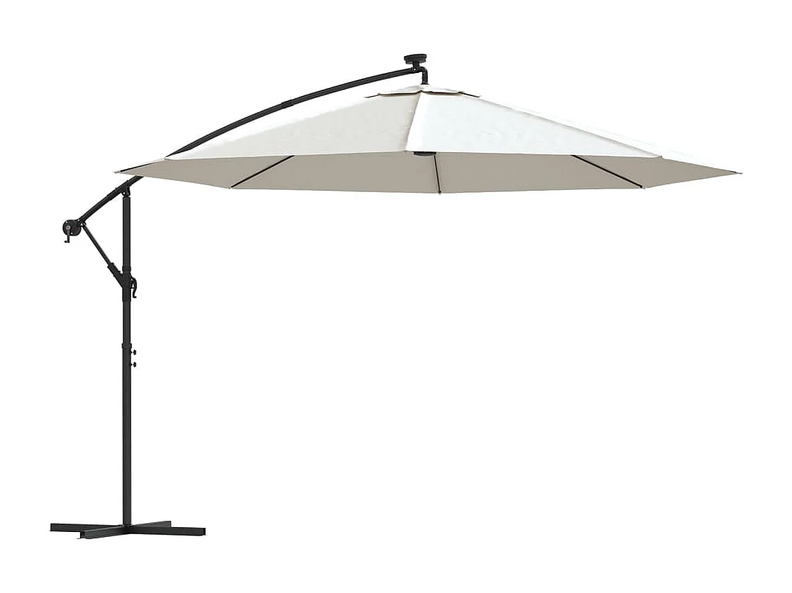 Sombrilla voladiza con luces LED y poste de metal 350 cm arena ES385015