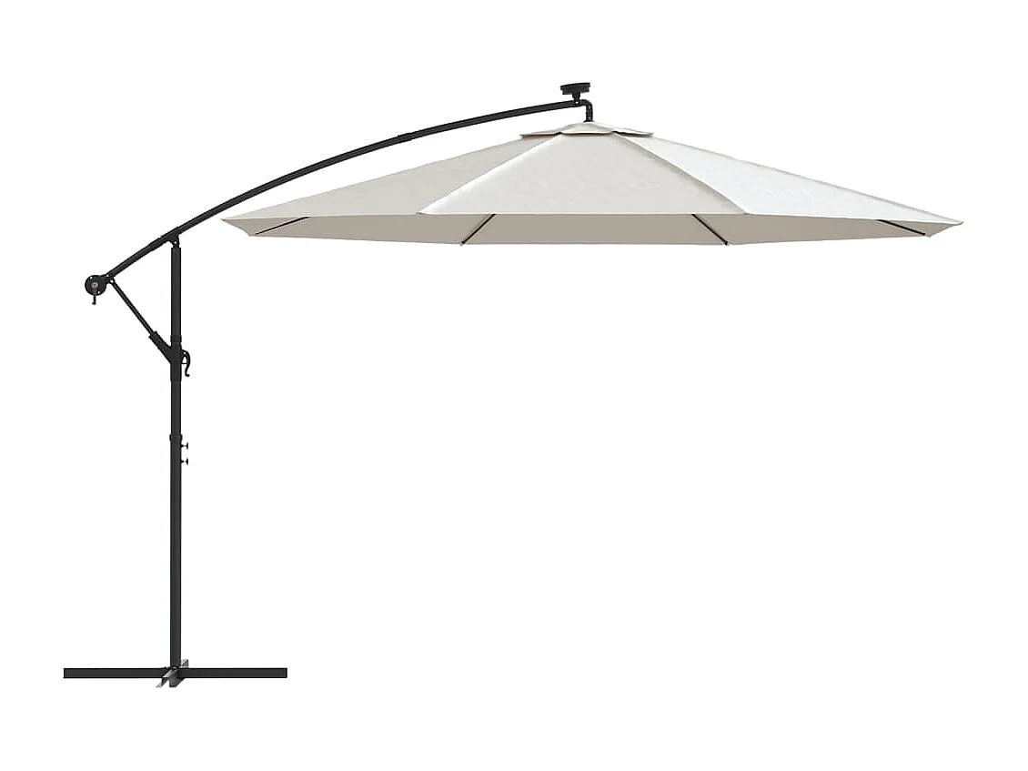Sombrilla voladiza con luces LED y poste de metal 350 cm arena ES385015