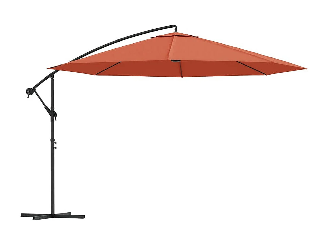 Parasol en porte-à-faux avec mât Aluminium 350 cm Terre cuite FR60804