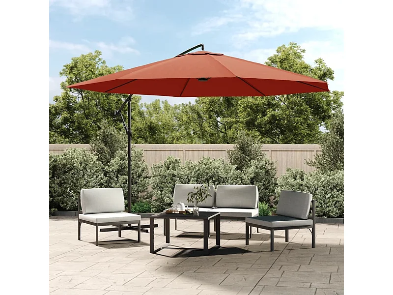 Parasol en porte-à-faux avec mât Aluminium 350 cm Terre cuite FR60804
