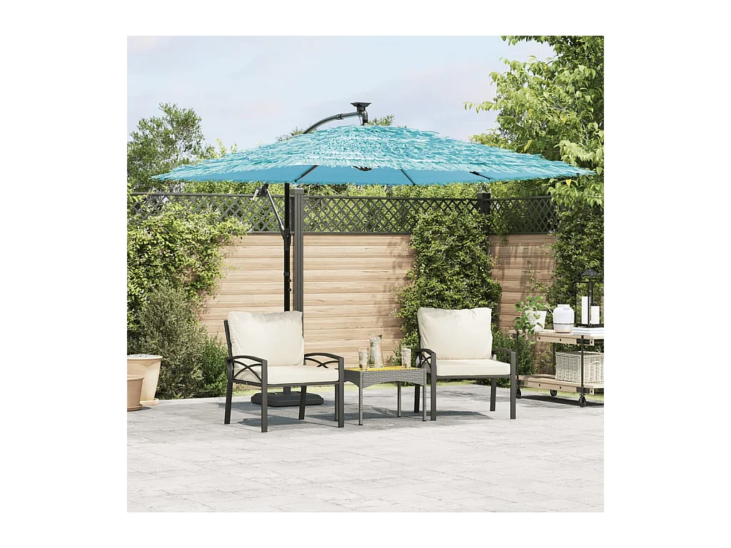 Parasol de jardin avec mât en acier bleu 269x269x235 cm FR25546