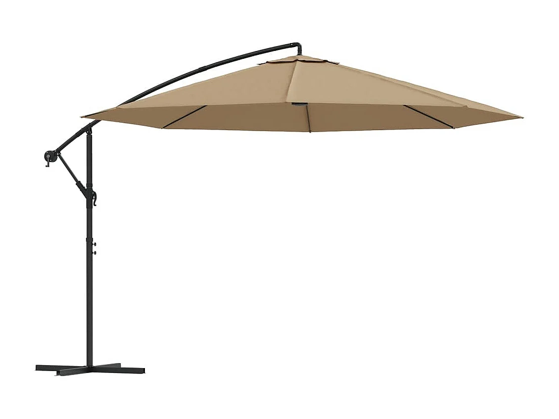Guarda-sol cantilever c/ poste alumínio 350cm cinza-acastanhado PT896907