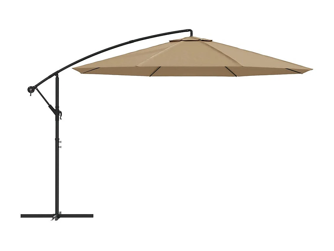 Guarda-sol cantilever c/ poste alumínio 350cm cinza-acastanhado PT896907