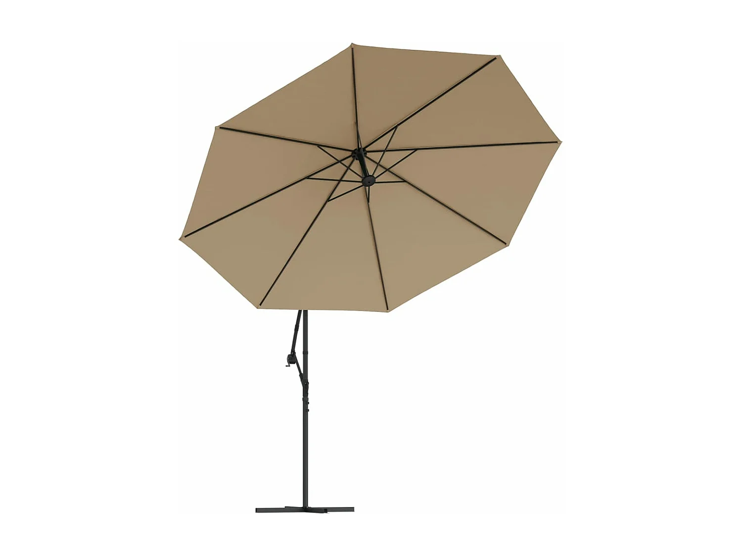 Guarda-sol cantilever c/ poste alumínio 350cm cinza-acastanhado PT896907